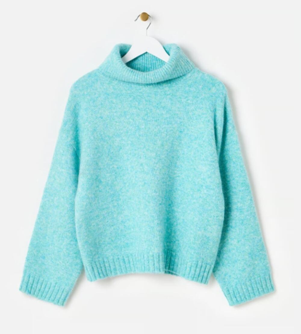 Find Me Now Roll Neck Knitted Pullover Sweater Turquoise Jumper Women's M